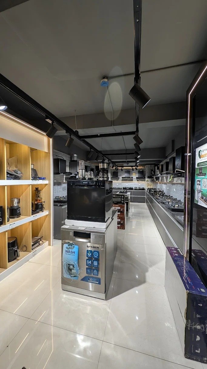 Kitchen appliances on display at the Wood World showroom