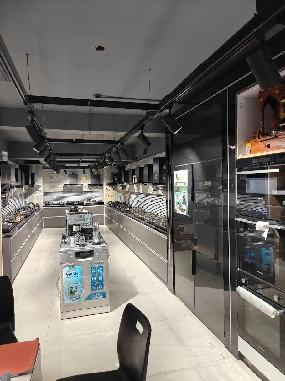 Kitchen appliances on display at the Wood World showroom